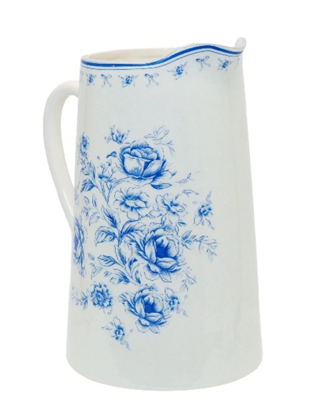 My Texas House Floral Stoneware Pitcher, Blue and White, 3 qt